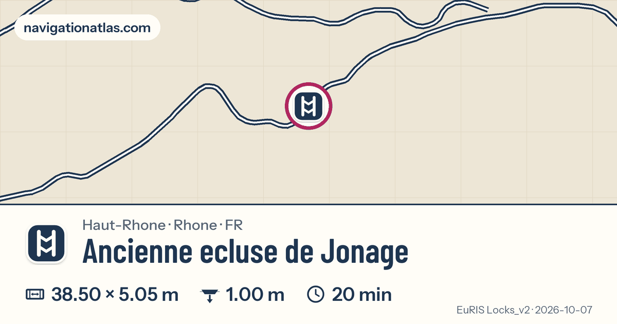 Carte autour de Ancienne ecluse de Jonage, avec les dimensions du sas