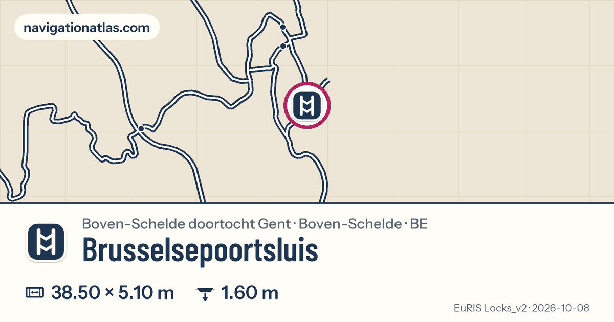 Carte autour de Brusselsepoortsluis, avec les dimensions du sas