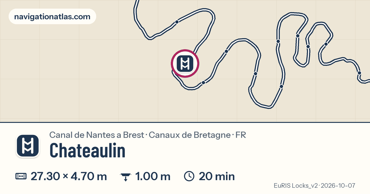 Carte autour de Chateaulin, avec les dimensions du sas