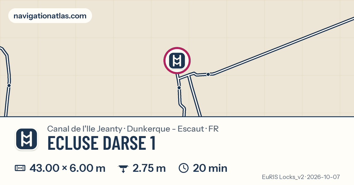 Carte autour de ECLUSE DARSE 1, avec les dimensions du sas