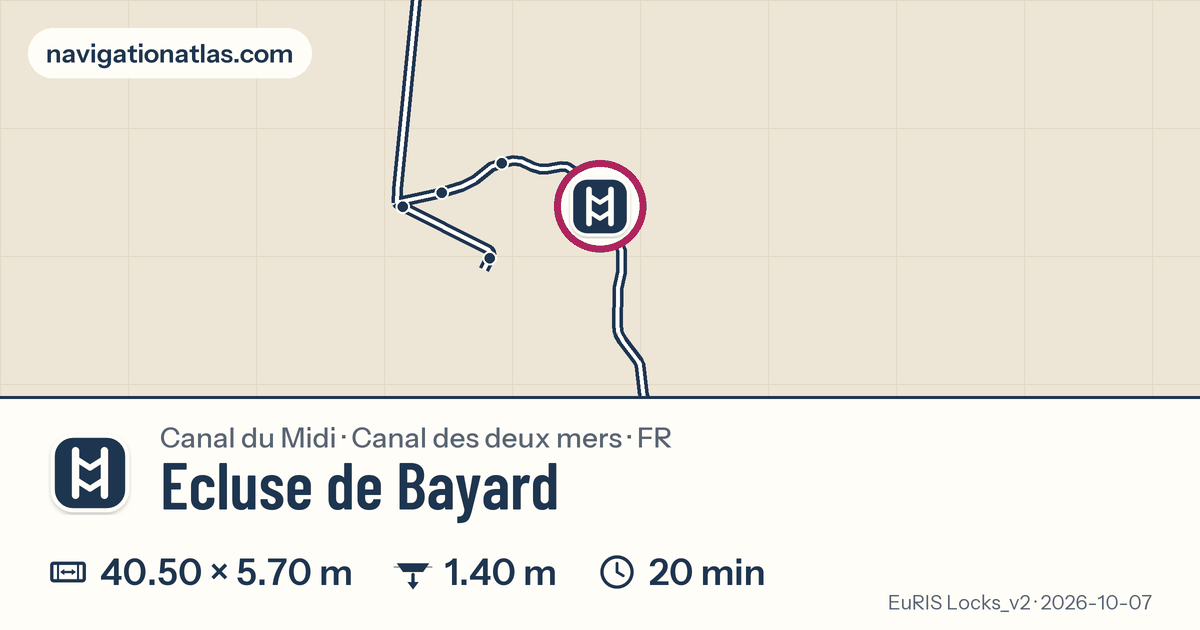 Carte autour de Ecluse de Bayard, avec les dimensions du sas