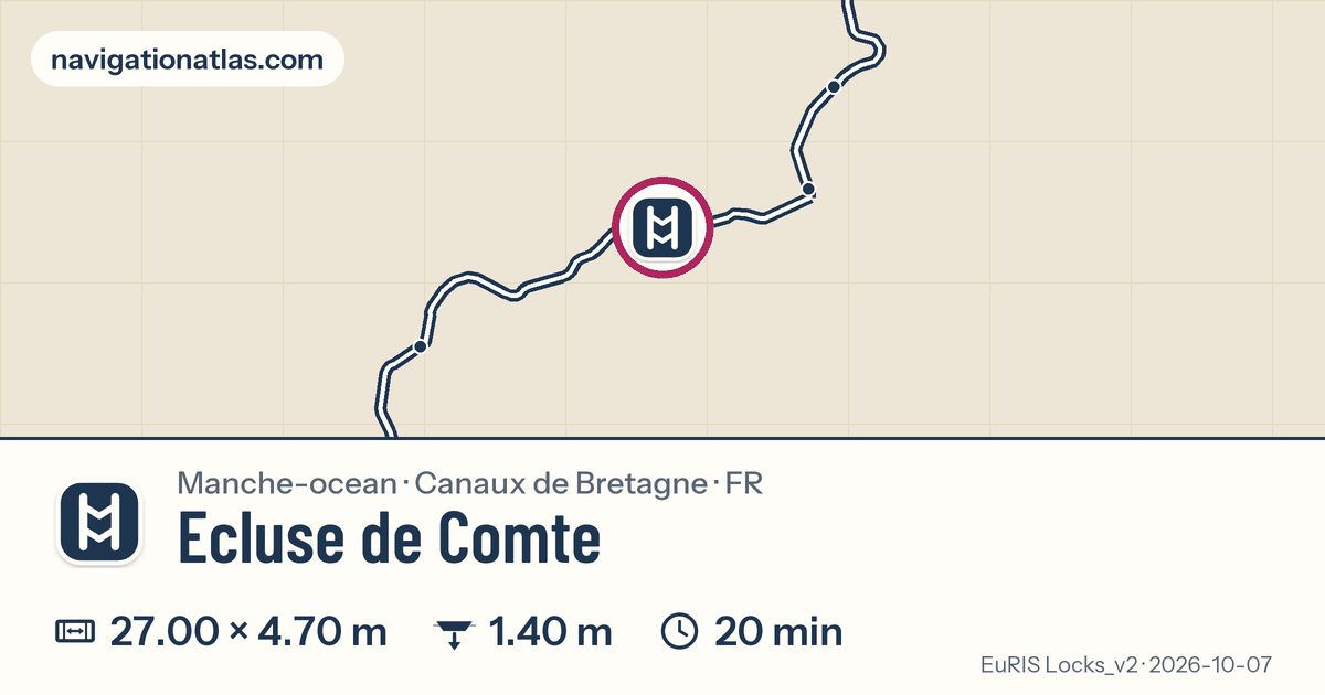 Carte autour de Ecluse de Comte, avec les dimensions du sas