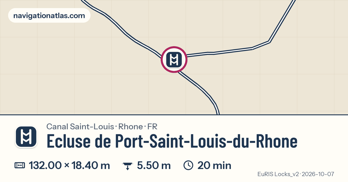 Carte autour de Ecluse de Port-Saint-Louis-du-Rhone, avec les dimensions du sas