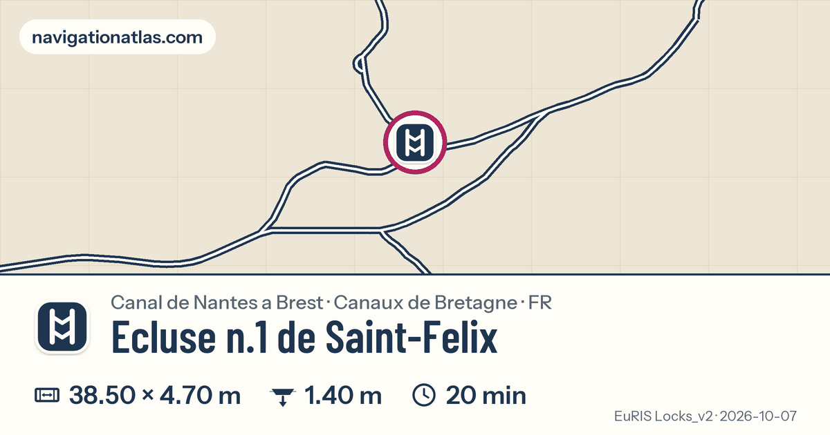 Carte autour de Ecluse n.1 de Saint-Felix, avec les dimensions du sas