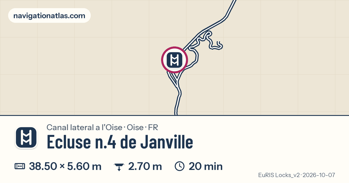Carte autour de Ecluse n.4 de Janville, avec les dimensions du sas