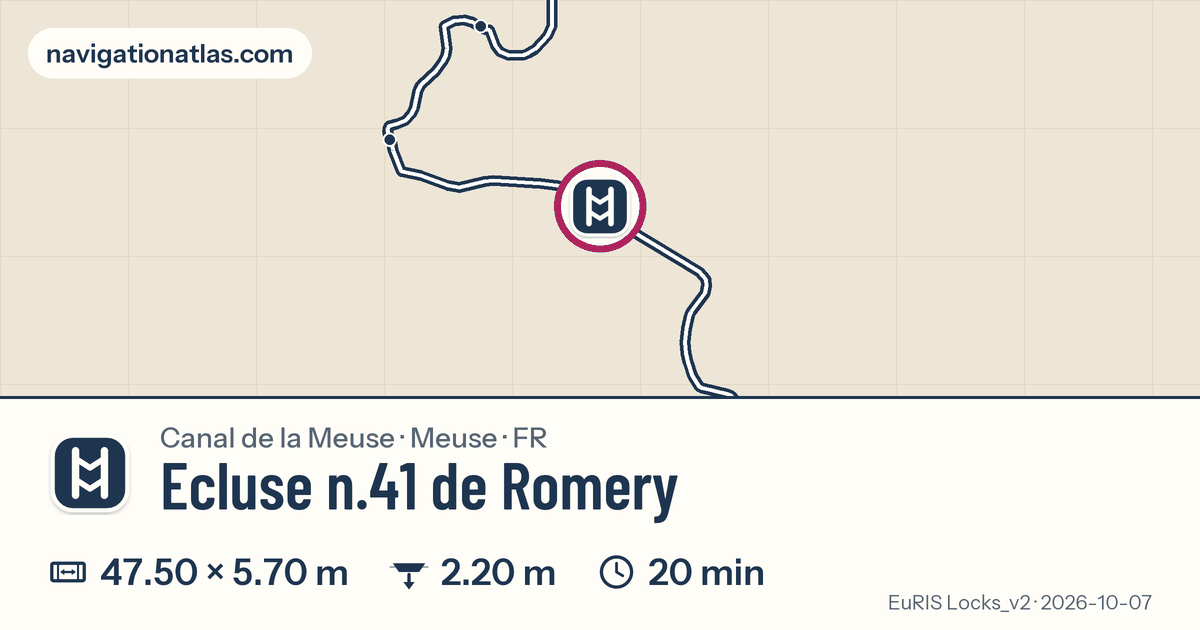 Carte autour de Ecluse n.41 de Romery, avec les dimensions du sas
