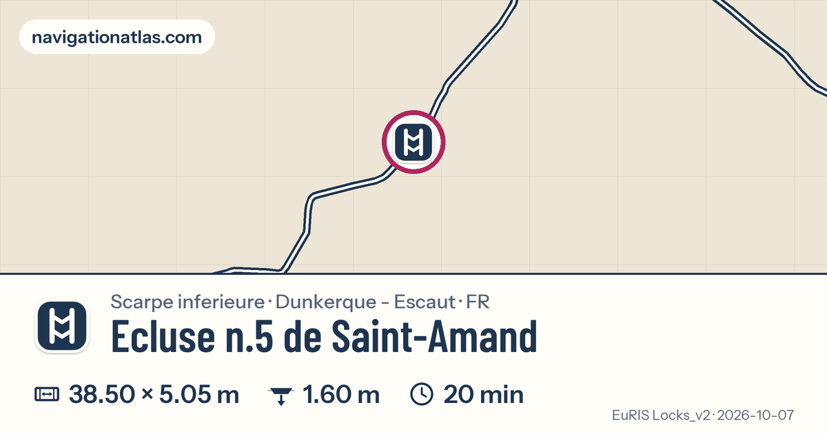 Carte autour de Ecluse n.5 de Saint-Amand, avec les dimensions du sas