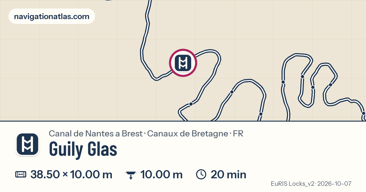 Carte autour de Guily Glas, avec les dimensions du sas