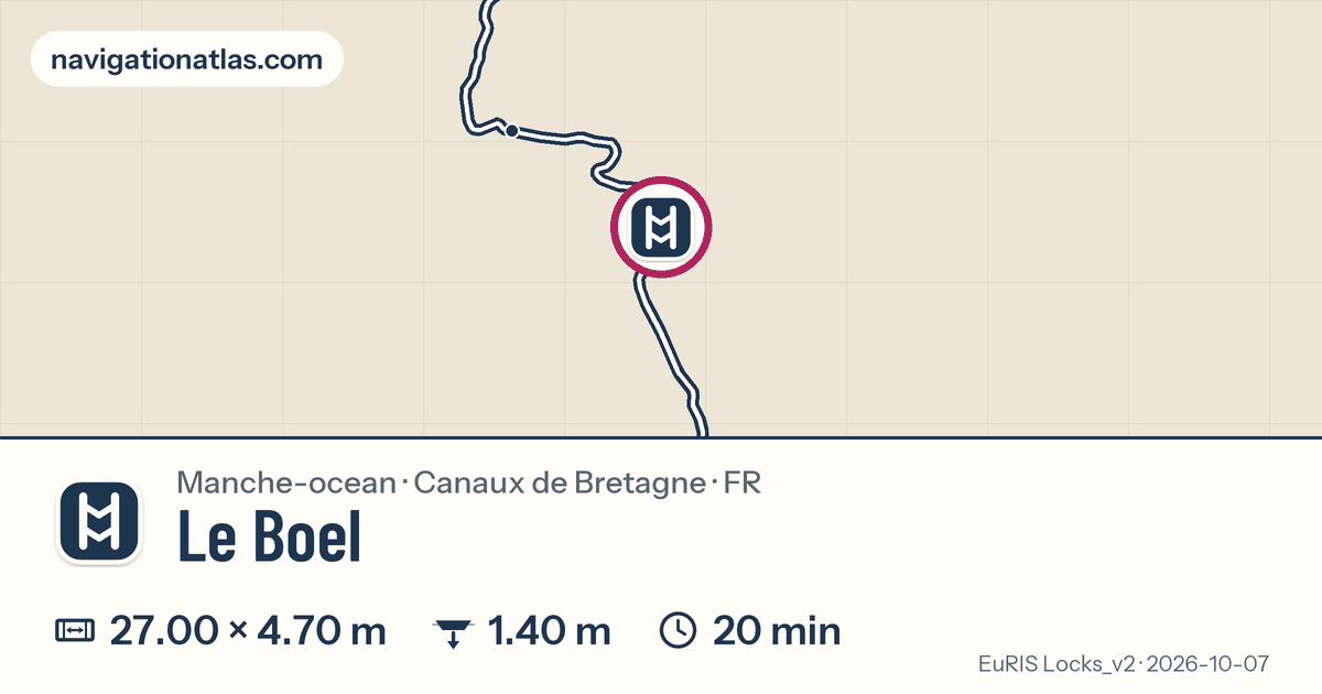 Carte autour de Le Boel, avec les dimensions du sas