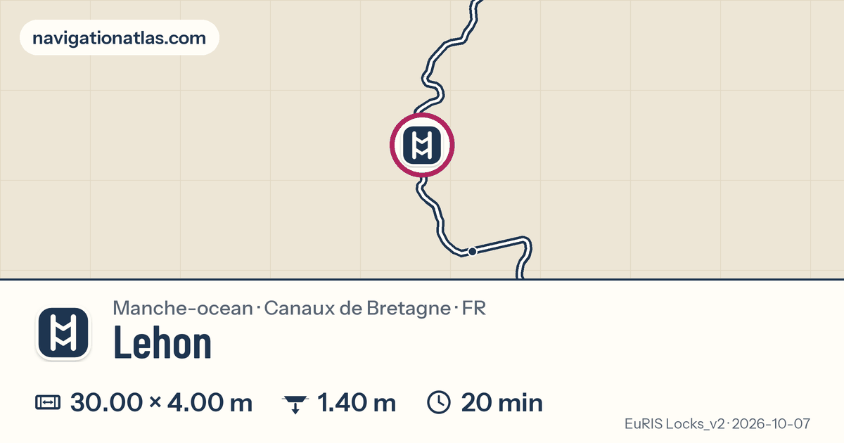 Carte autour de Lehon, avec les dimensions du sas
