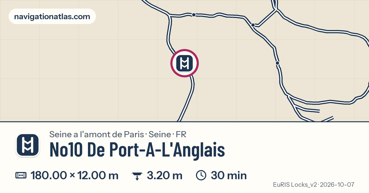 Carte autour de No10 De Port-A-L'Anglais, avec les dimensions du sas