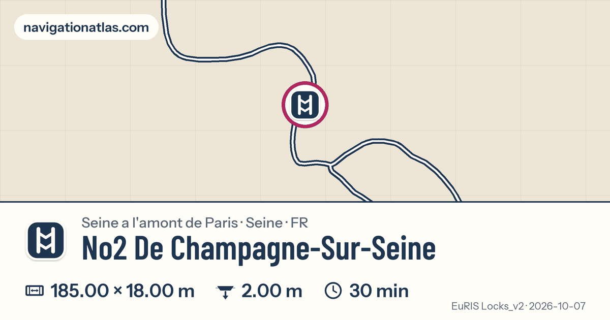 Carte autour de No2 De Champagne-Sur-Seine, avec les dimensions du sas