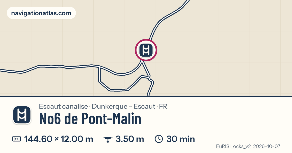 Carte autour de No6 de Pont-Malin, avec les dimensions du sas