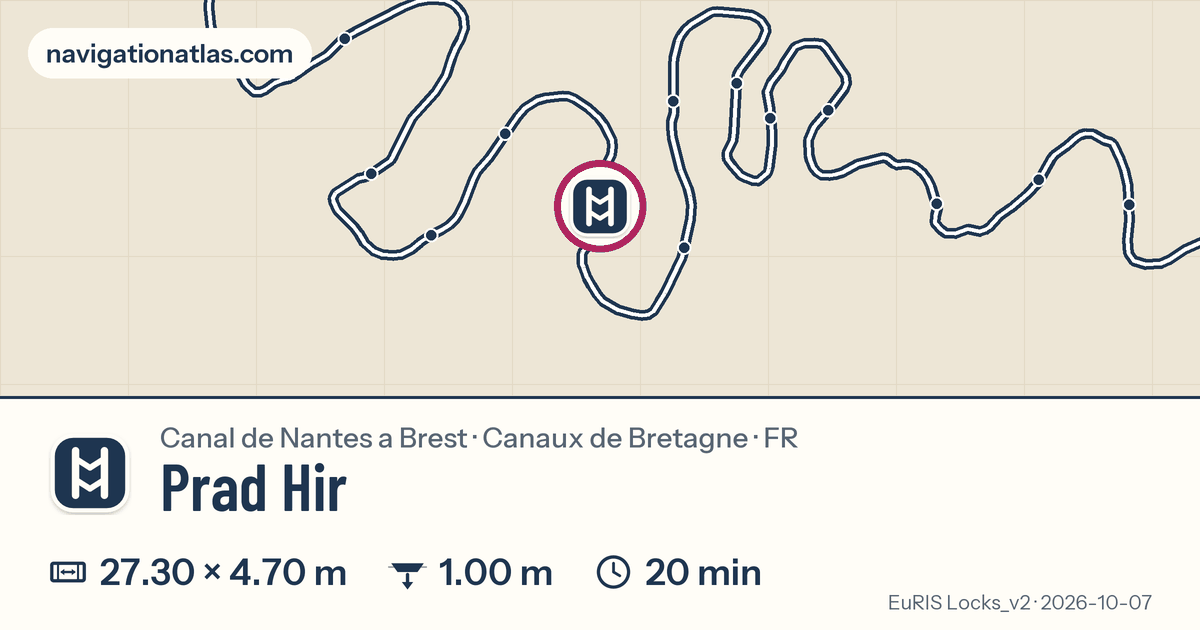 Carte autour de Prad Hir, avec les dimensions du sas
