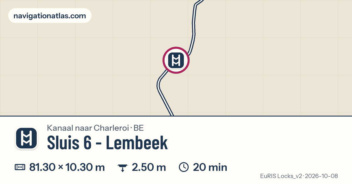 Carte autour de Sluis 6 - Lembeek, avec les dimensions du sas