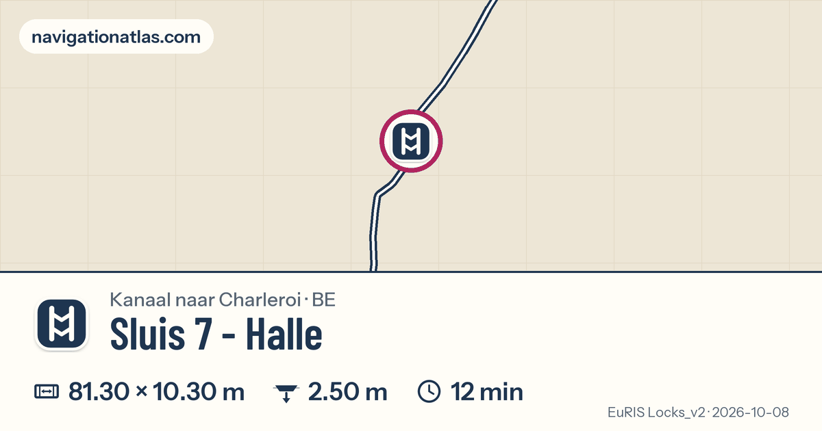 Carte autour de Sluis 7 - Halle, avec les dimensions du sas