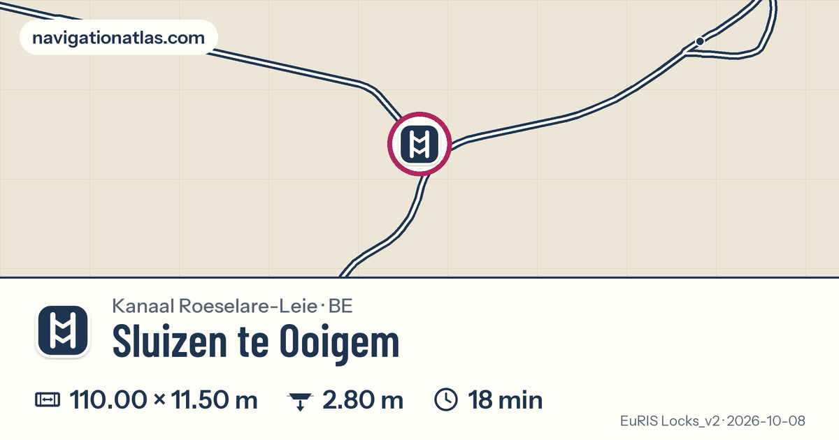 Carte autour de Sluizen te Ooigem, avec les dimensions du sas