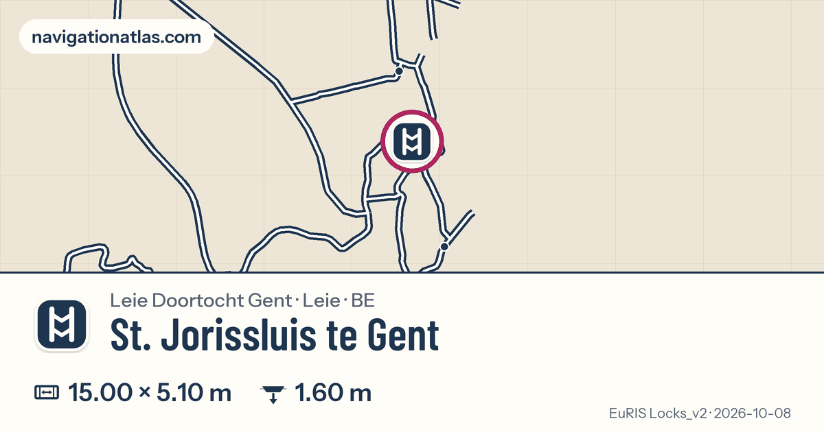 Carte autour de St. Jorissluis te Gent, avec les dimensions du sas