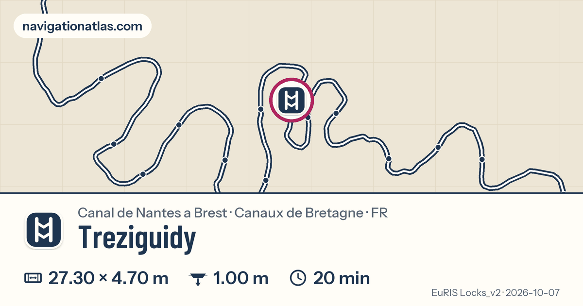 Carte autour de Treziguidy, avec les dimensions du sas