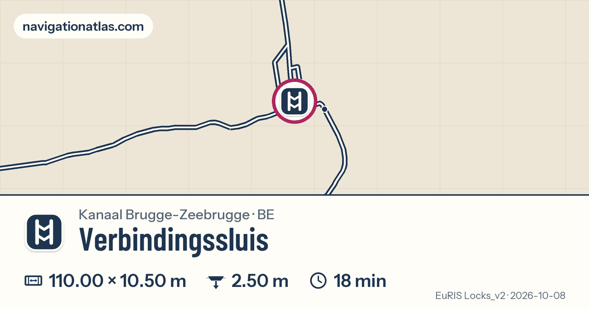 Carte autour de Verbindingssluis, avec les dimensions du sas
