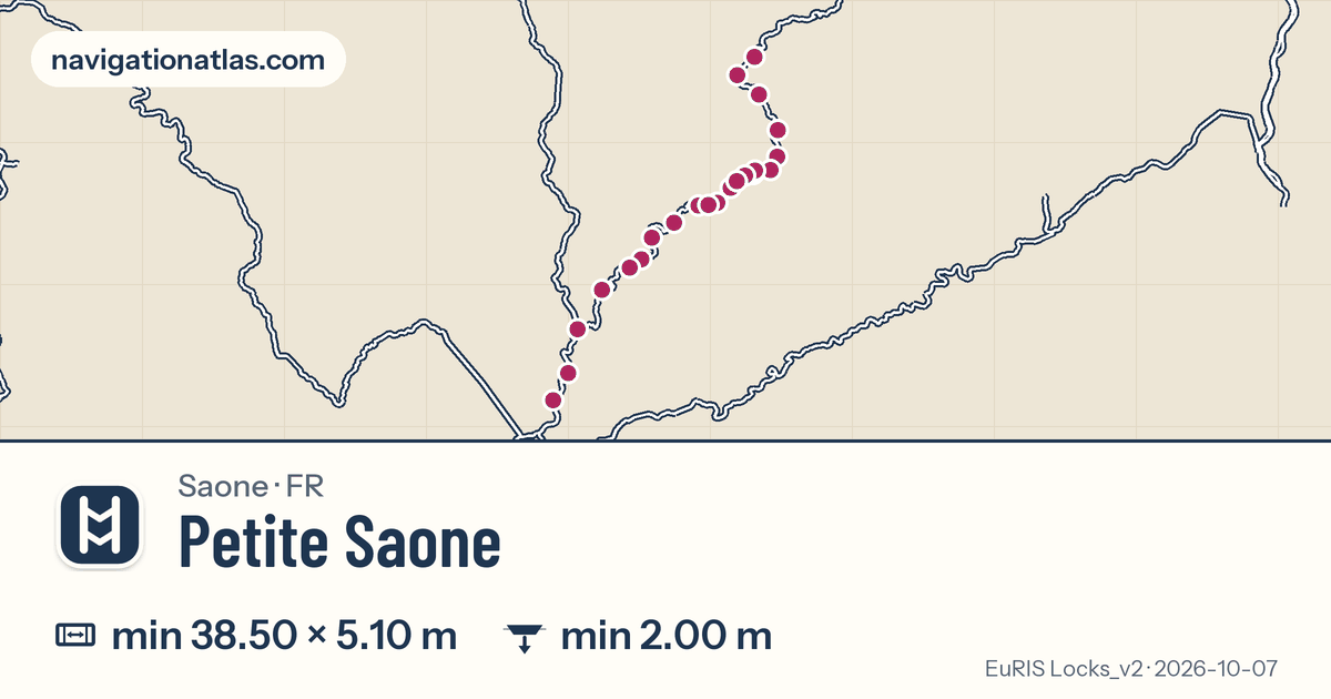 Carte de la voie Petite Saone avec ses écluses