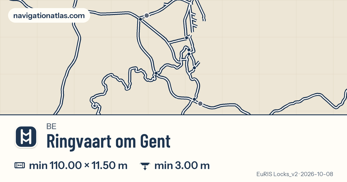 Carte de la voie Ringvaart om Gent avec ses écluses