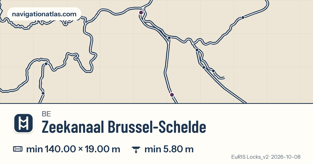 Carte de la voie Zeekanaal Brussel-Schelde avec ses écluses
