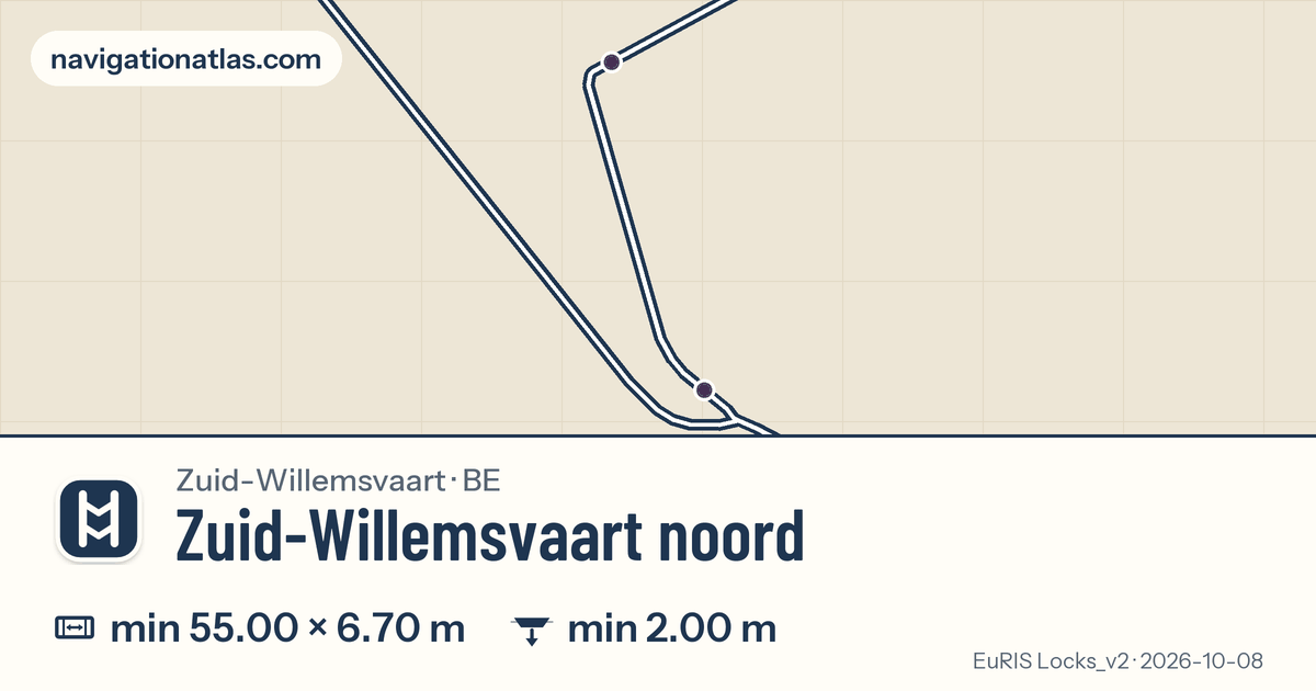 Carte de la voie Zuid-Willemsvaart noord avec ses écluses
